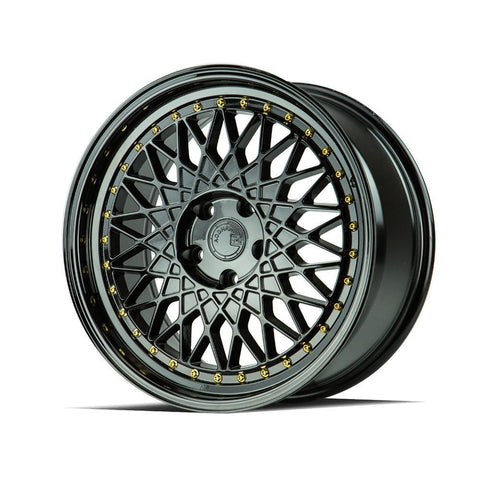 AodHan Wheels AH05 Black w/ Gold Rivets 18x8.5 | 5x114.3 (AH0518855114335FB)
