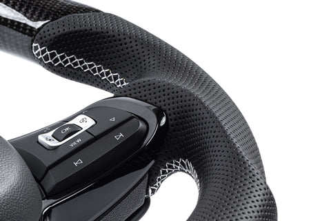 APR Tuning Silver Stitching Carbon Fiber Steering Wheel | 2015 - 2020 Volkswagen MK7 Golf R (MS10020)