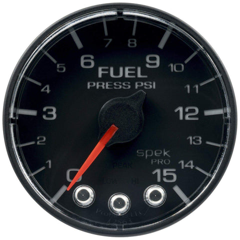 Autometer Spek-Pro 2 & 1/16" Fuel Press Gauge 15PSI