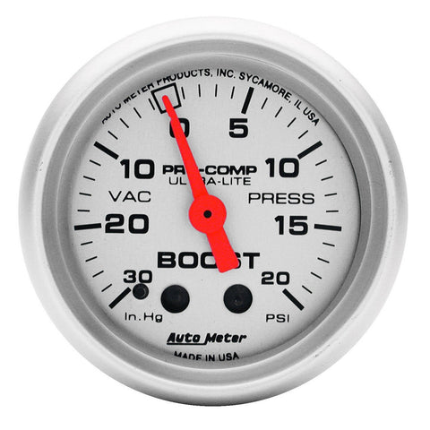 Autometer Ultra-Lite 52mm 20 PSI Mechanical Boost Gauge (4301)