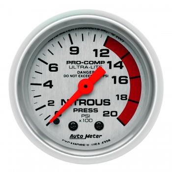 Autometer Ultra-Lite Series 2-1/16'' Nitrous Pressure 0-2000 PSI Gauge (4328)