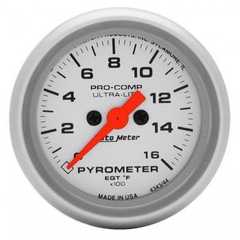 Autometer Ultra-Lite Series 2-1/16'' Pyrometer EGT 0-1600 °F Gauge (4344)
