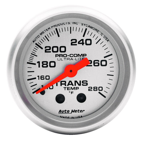 Autometer Ultra-Lite 52mm 140-280 Deg F Mechanical Transmission Temp Gauge (4351)