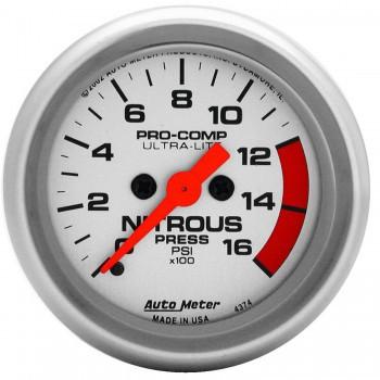 Autometer Ultra-Lite Series 2-1/16" Nitrous Pressure 0-1600 PSI Gauge (4374)