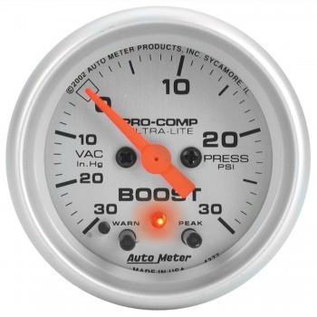 Autometer Ultra-Lite Series 2-1/16" Boost/Vacuum 30 IN HG/30 PSI Gauge (4377)