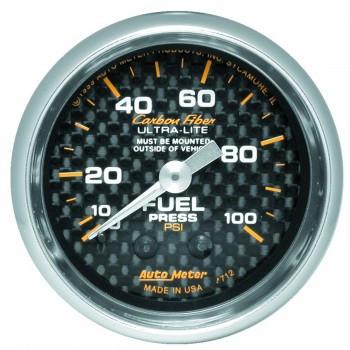 Autometer Carbon Fiber Series 2-1/16'' Fuel Pressure 0-100 PSI Gauge (4712)