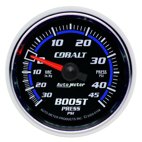 Autometer Cobalt 52mm 45psi Vacuum Boost Gauge (6108)