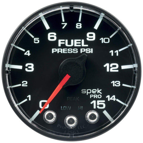 Autometer Spek-Pro 2 & 1/16" Fuel Press Gauge 15PSI