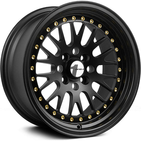 AVID1 AV12 Black w/ Gold Rivets 15x8 | 4x100 (AV1215804C25BG)