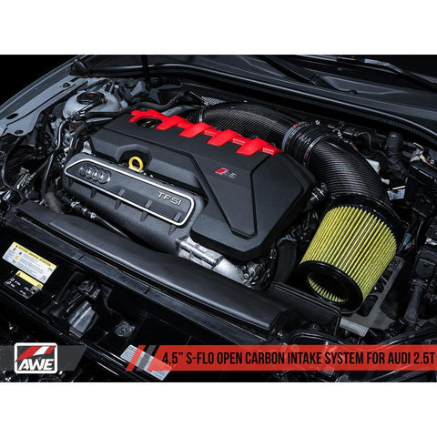 AWE 4.5" S-FLO Open Carbon Intake System | 2017-2024 Audi RS3 / 2017-2022 TT RS (2660-15048)