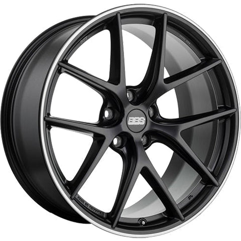 BBS Wheels CIR Satin Black w/ Polished Outer Lip Ring 20x8 | 5x112 (CI0701BPO)