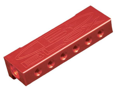 BLOX Racing Universal Billet Aluminum 6 Port Vacuum Manifold Block (BXAC-00403-BK)
