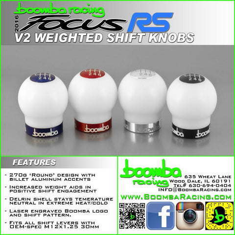 Boomba Round Weighted Shift Knob V2 - 270g | 2016-2018 Ford Focus RS, 2013-2018 Ford Focus ST, and 2014-2019 Ford Fiesta ST (032-00-019)
