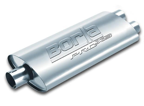 Borla Center/Dual Oval Notched Muffler 3" In / 2.5" Out 19" x 4" x 9.5" (400487)