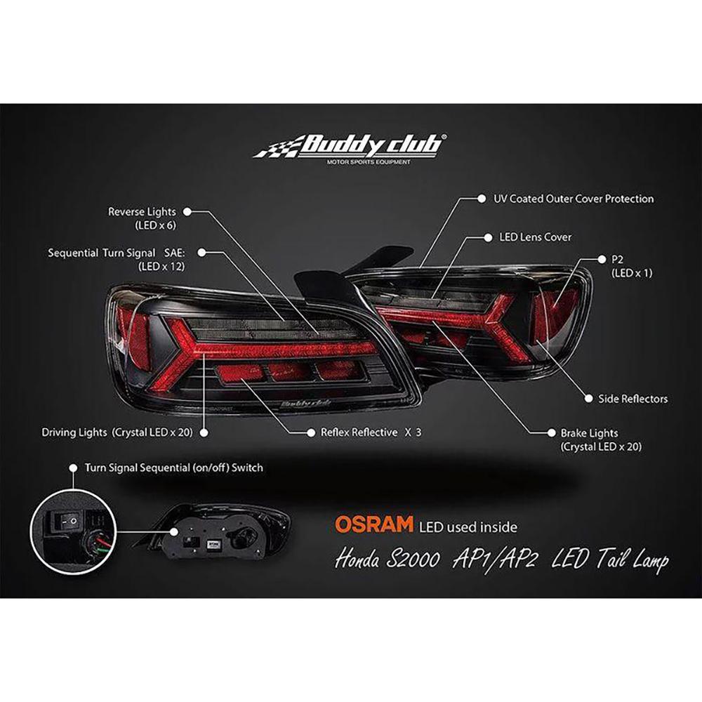 Buddy Club LED Tail Lights | 2000-2009 Honda S2000 (BC08-TLAP1-01