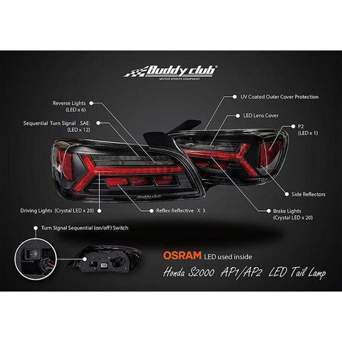 Buddy Club LED Tail Lights | 2000-2009 Honda S2000 (BC08-TLAP1-01/2-01)