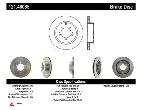 Centric C-TEK Standard Rear Brake Rotor | 2003-2006 Mitsubishi Lancer Evo 8/9 (121.46065)