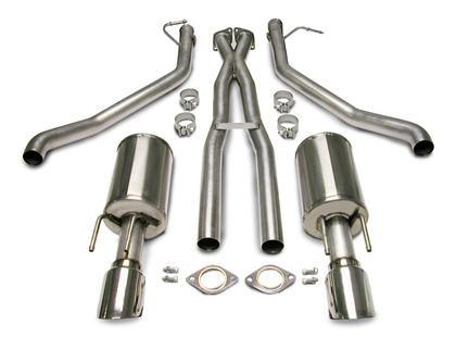 2005-2006 Pontiac GTO 2.5" Cat-Back + X-Pipe, Dual Rear Exit with Single 4.0" Polished Pro-Series Tips by Corsa (14189) - Modern Automotive Performance
