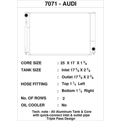 CSF Aluminum Racing Radiator | 1997-2002 Audi S4 B5 (7071)