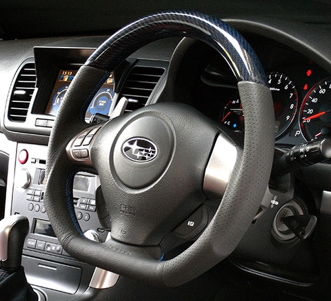 DAMD D-Shaped Blue Carbon Steering Wheel | Multiple Subaru Fitments (SS358-DL-LCL)