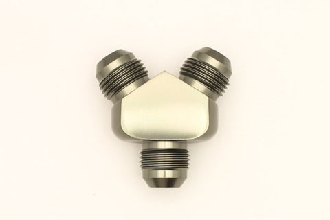 DeatschWerks 8AN Male Flare + 8AN Male Flare To 8AN Male Flare Y-Block Fitting (6-02-0706)