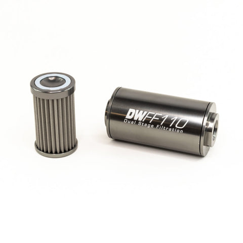 DeatschWerks Stainless Steel 10AN 100 Micron Inline Fuel Filter Housing Kit 110mm (8-03-110-100K)