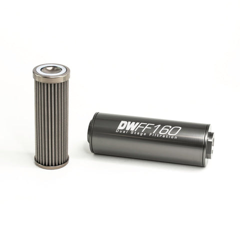 DeatschWerks Stainless Steel 10AN 100 Micron Universal Inline Fuel Filter Housing Kit 160mm (8-03-160-100K)