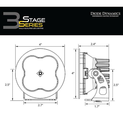 Diode Dynamics SS3 3" Round Yellow LED Pod - Single