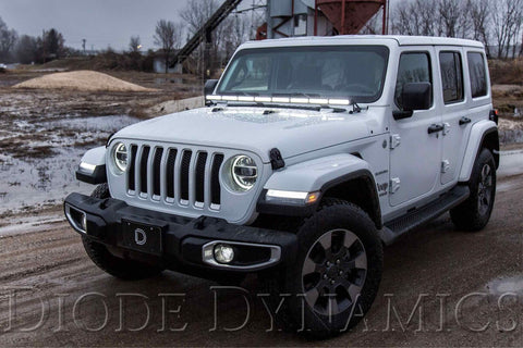 Diode Dynamics DD Hood-Mount LED System - White / Combo Beam - Single SS50 Bar | Jeep Wrangler JL: 2018+ (DD6106)
