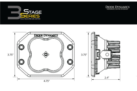 Diode Dynamics DD SS3 Sport LED Pods - Flush / Yellow / Set / Driving Beam (DD6204P)