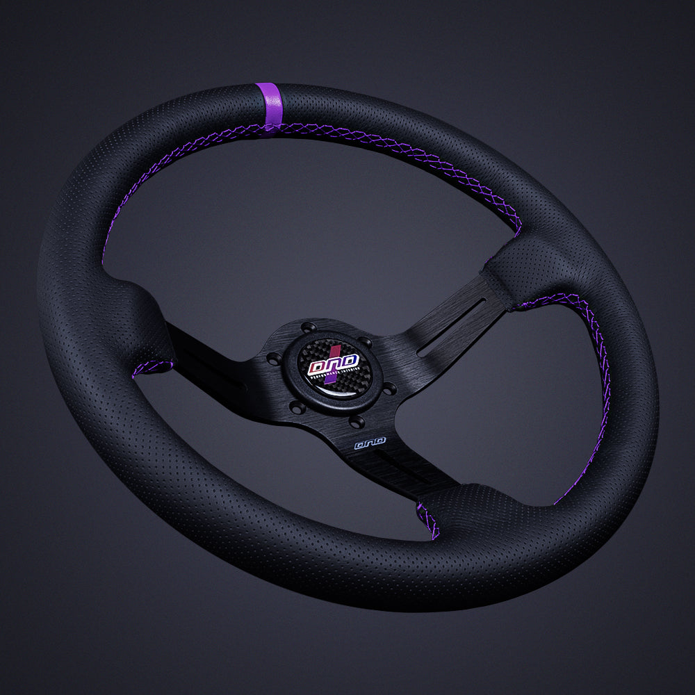 DND ステアリング　35パイ　パープル　ホーン新品 DND Perforated Leather Race Steering Wheel (PRW-BLK) – MAPerformance