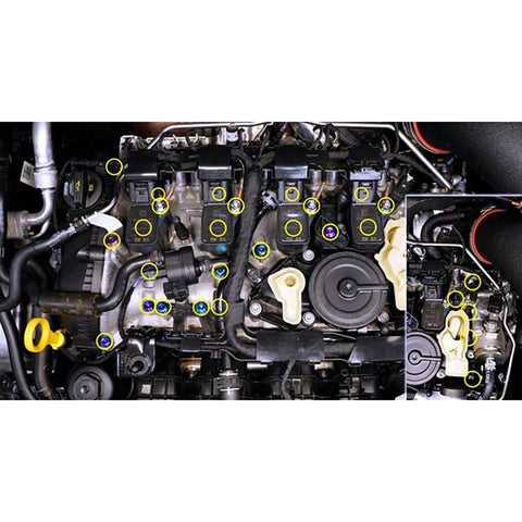 Dress Up Bolts Titanium Stage 2 Engine Hardware Kit | 2015-2021 Volkswagen GTI (VKW-006-Ti-RED/BLU/TB/PRP/POL/GLD/BLK)