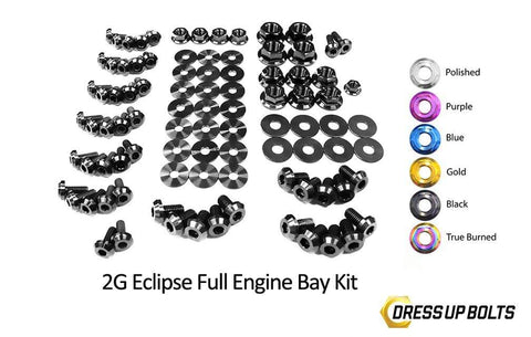 Dress Up Bolts Titanium Hardware Full Engine Bay Kit | 1995-1999 Mitsubishi Eclipse/Eagle Talon (MIT-019-Ti-BLK)