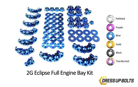 Dress Up Bolts Titanium Hardware Full Engine Bay Kit | 1995-1999 Mitsubishi Eclipse/Eagle Talon (MIT-019-Ti-BLK)