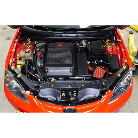 Dress Up Bolts Stage 1 Titanium Hardware Engine Bay Kit | 2007-2009 Mazdaspeed3 (MAZ-012-Ti)