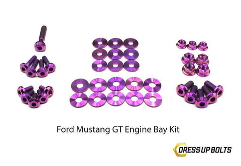 Dress Up Bolts Titanium Engine Bay Kit | 2015-2019 Ford Mustang GT (FOR-011-Ti)