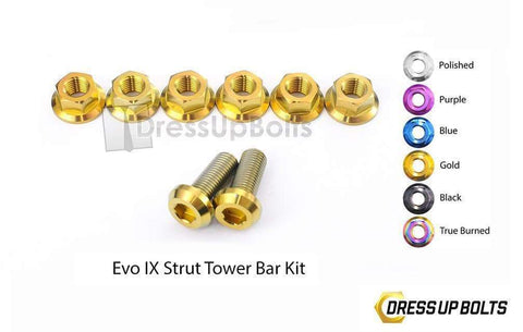 Dress Up Bolts Titanium Strut Tower Bar Kit | 2006 Mitsubishi Evo 9 (MIT-012-Ti)