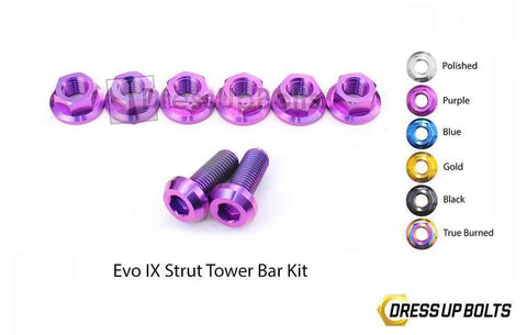 Dress Up Bolts Titanium Strut Tower Bar Kit | 2006 Mitsubishi Evo 9 (MIT-012-Ti)
