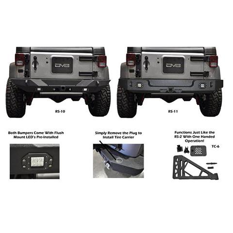 DV8 Offroad Full Length Rear Bumper with Light Holes | 2007-2018 Jeep Wrangler (RBSTTB-11)