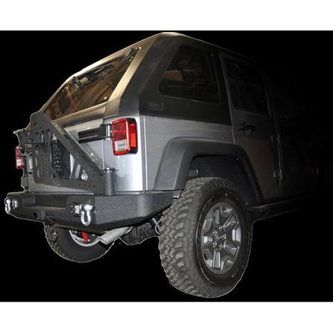 DV8 Offroad Full Length Rear Bumper with Light Holes | 2007-2018 Jeep Wrangler (RBSTTB-11)