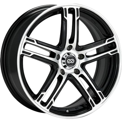 Enkei FD-05 Black w/ Machined Spoke Faces & Outer Lip Ring 17x7 | 5x112 (434-770-4450BKM)