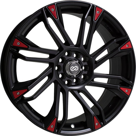 Enkei GW8 4x100/4x108 18" Wheels in Black with Red Spoke Accents