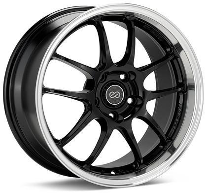 PF01SS 17x9 5x114.3 60mm Inset 75mm Bore Diameter Gloss Black w/ Machined Lip by Enkei - Modern Automotive Performance
