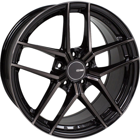 Enkei TY5 5x114.3 18" Wheels in Black with Dark Tinted Spoke Faces and Lip Ring