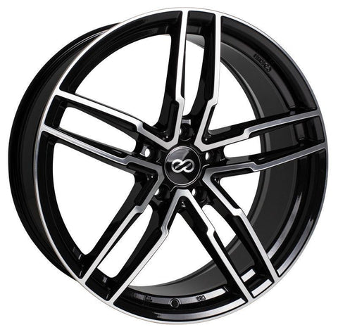 Enkei SS05 Black w/ Machined Spoke Faces & Outer Lip Ring 18x8 | 5x120 (511-880-1240BKM)