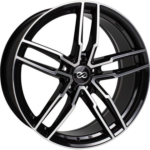 Enkei SS05 Black w/ Machined Spoke Faces & Outer Lip Ring 18x8 | 5x110 (511-880-5140BKM)