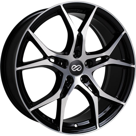 Enkei Vulcan 5x114.3 17" Wheels in Black with Machined Spoke Faces and Outer Lip Ring