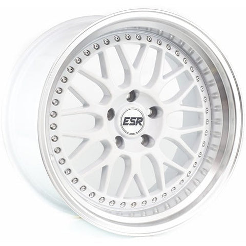 ESR Wheels SR01 White w/ Machined Lip 18x9.5 | 5x110 (89551435 SR01WHT-ML 5X110)