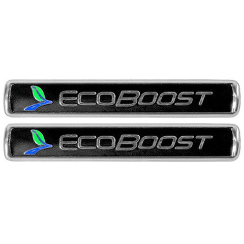 Ford Performance Black/Silver Stick-On EcoBoost Emblems 3-1/2" x 9/16" (M-1447-EBBLK)