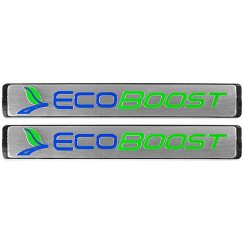 Ford Performance Silver Stick-On EcoBoost Emblems 5-5/8" x 13/16" (M-1447-EBMED)